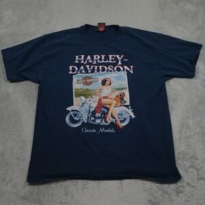 Harley Davidson Shirt Mens XL Black Biker Motorcycle Crew Neck Short Sleeve‎